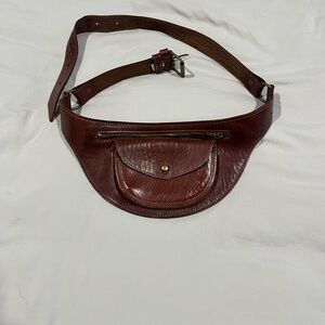 Banana Republic Brown Leather Fanny Pack with Crescent Design